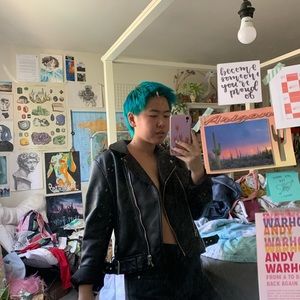 Cropped vegan leather moto jacket